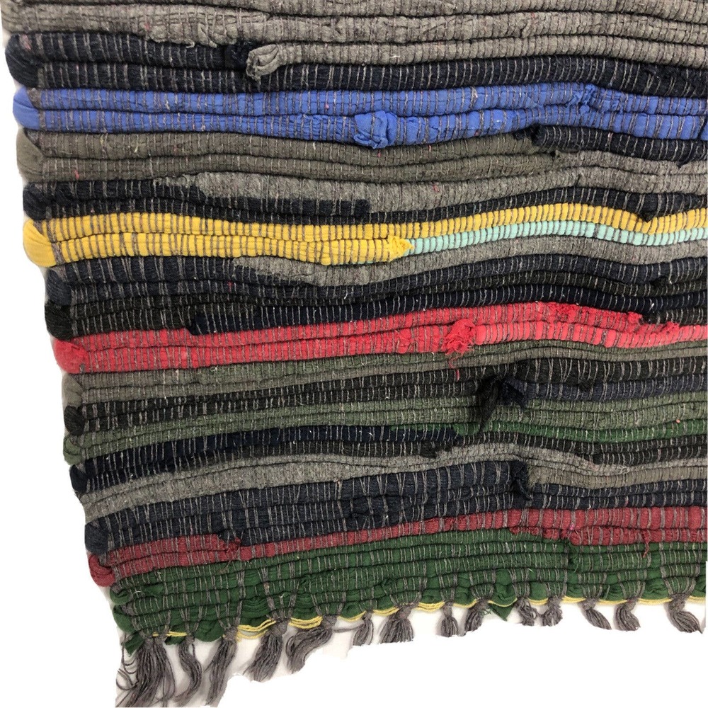 Indian Handmade Chindi Rag Rug Small Rug Ft Throw Rug Washable Hippie Recycled - Picture 7 of 12